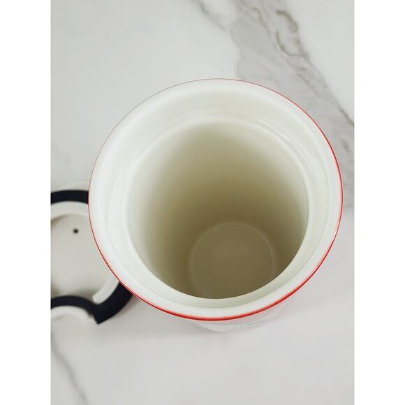 Starbucks Red Tall Travel Coffee Mug Tumbler Holiday 12oz Ceramic 6" Double Wall - Picture 11 of 14